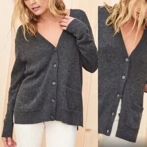 JENNI KAYNE Everyday Cardigan Size L Dark Gray Heathered Front Pocket #1J473